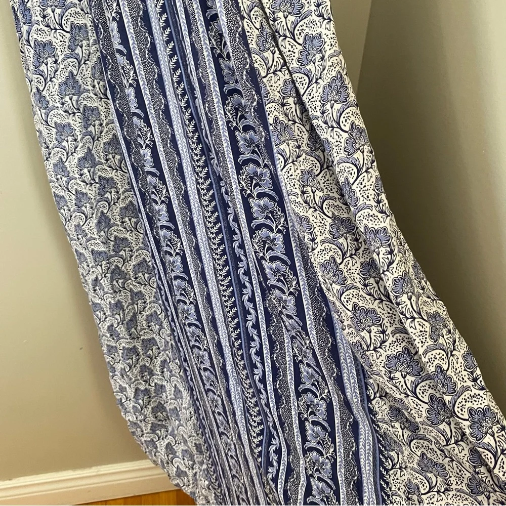 House of Harlow 1960 Smocked Maxi Dress Blue Print Size XS Resortwear Boho Beach - Picture 8 of 10